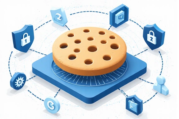 Illustration of a cookie icon with privacy settings
